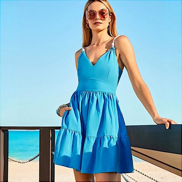 Lilly Pulitzer Nautical Rope Detailed Crishna Dress in Lunar Blue NWT - Size 6 - Picture 1 of 10